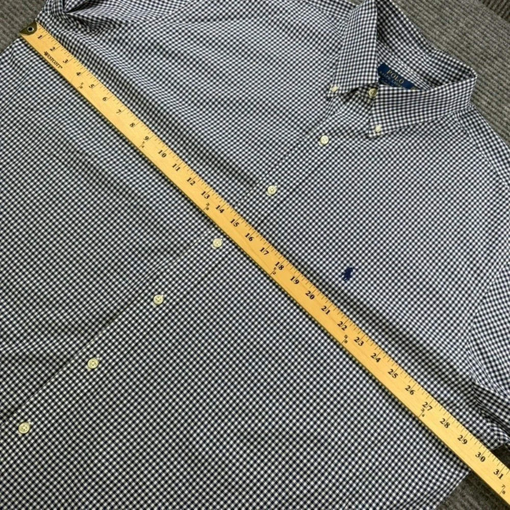 Polo Ralph Lauren Gingham Button Down Shirt Men 2XLT Tall Blue White Classic Fit